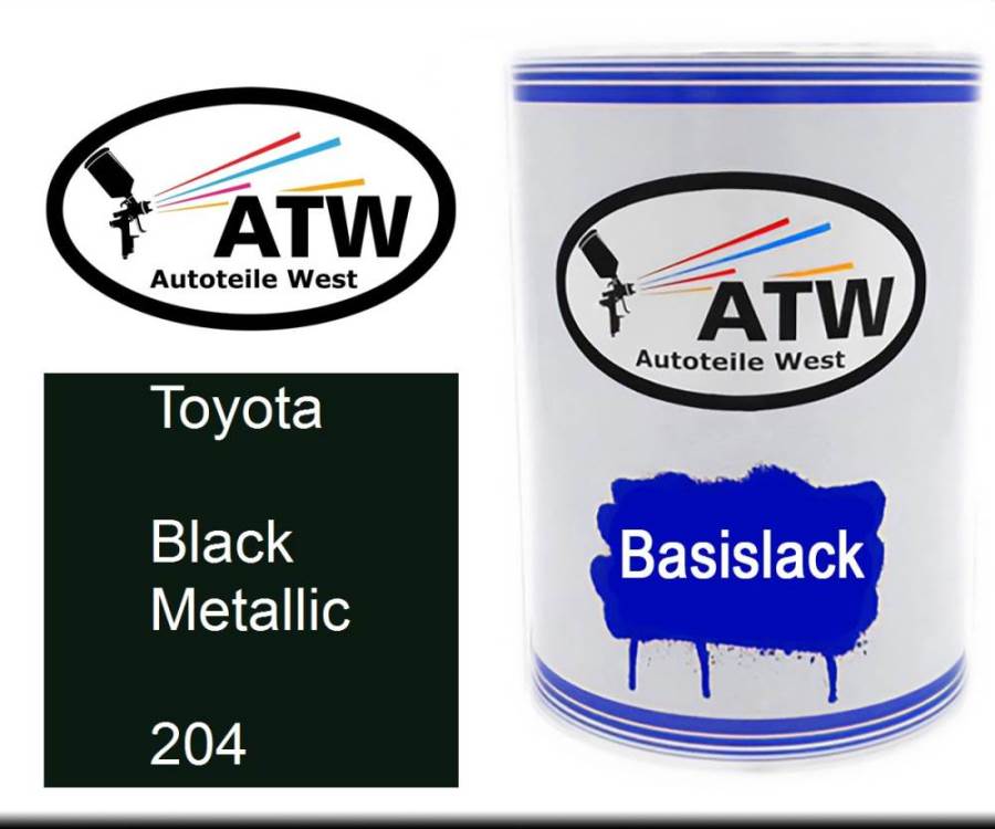 Toyota, Black Metallic, 204: 500ml Lackdose, von ATW Autoteile West.